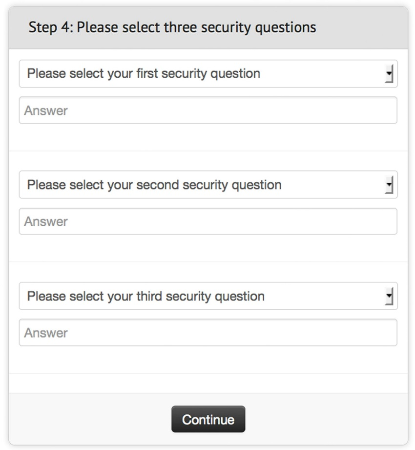 Select Security Questions