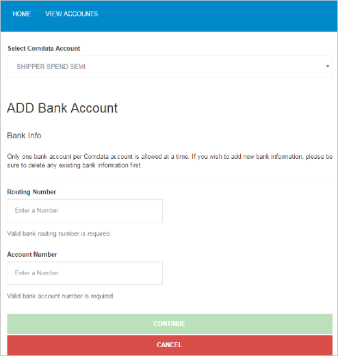 Add Bank Account Page