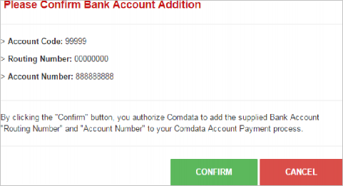 Confirm Bank Account Addition